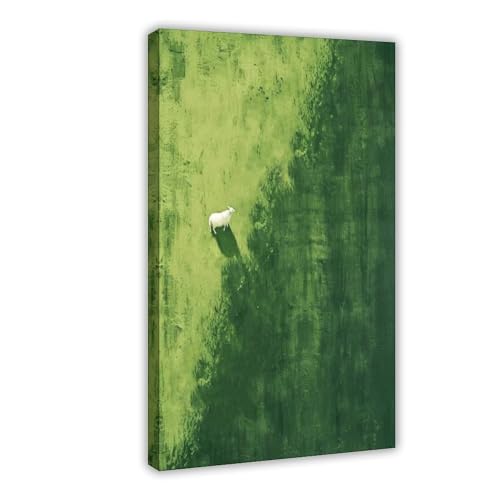 Toile mouton art abstrait vert pour decoration murale de chambre