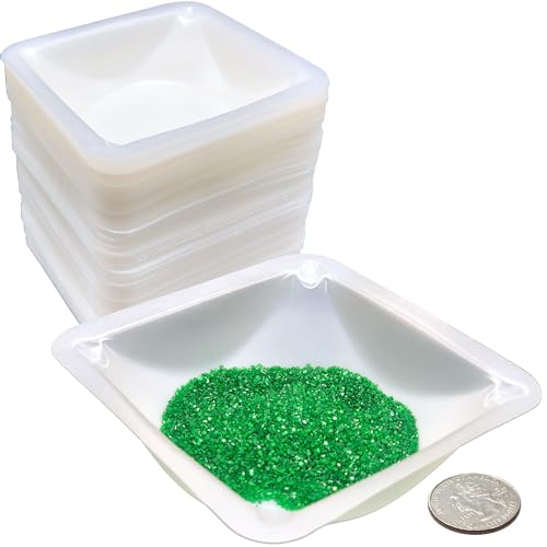 Pure Ponta Weigh Boats Medium - Paquete de 125 bandejas desechables de plástico cuadradas de 3.4 fl oz para báscula, platos de pesaje para polvo y peso líquido con bandeja fácil de verter - Contenedor de platos de laboratorio de 3.5 x 3.5 x 1 pulgada