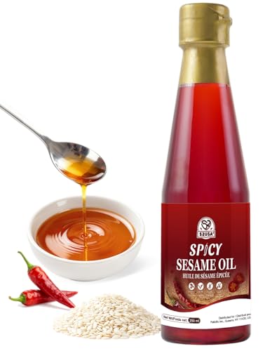 52USA Premium Spicy Sesame Oil, Hot Sesame Oil 8.45 Fl oz (250 ml), Aromatic Chili-Infused Flavor, Bold Heat & Nutty Taste, Toasted Sesame Chili Oil for Asian Cooking, Stir-Fry, Marinade, Dressings