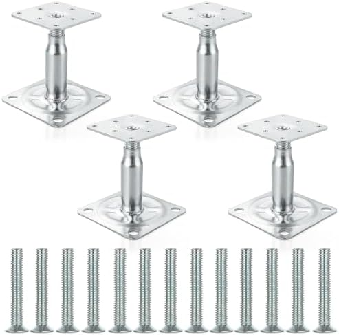 4 Stück Pfostenträger Höhenverstellbar 100-150mm - Verzinkt Für Carport & Terrasse