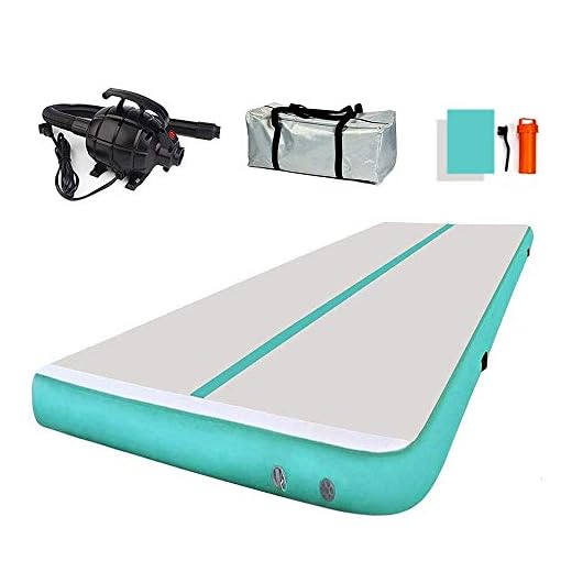 MELCHEF 10ft/13ft/16ft/20ft Air Mat Track Floor Mat Inflatable Gymnastics Tumbling 4/8'' Thick Gym Mats Inflatable Tumbling Mat with Electric Pump for Cheerleading/Gym/Beach/Yoga/Water/Home Use/Park