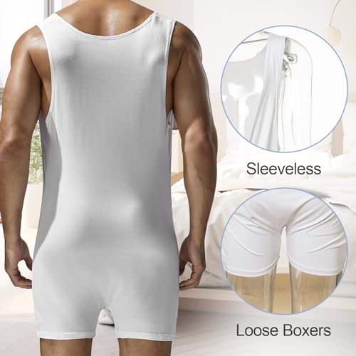 Mens Deep V-neck Leotard Boxers Shapewear Bodysuits3