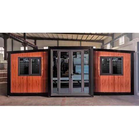 Portable Prefabricated Tiny House, Expandable Container Residence, for Booth, Office, Guard Post, Warehouse, Pet Dwelling, with 1 Bedroom, Kitchen, Bathroom, Thermal Break Door and Windows, 20 * 40FT Cover