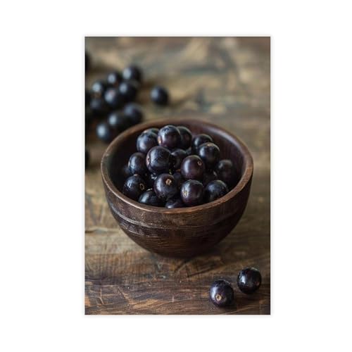 Acai Berry Botanical Art_ Nature - Póster de lienzo inspirado en la naturaleza (4), decoración de dormitorio, paisaje, oficina, habitación, regalo, 50,8 cm de largo x 76,2 cm de ancho