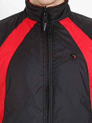 Image of VROJASS Men VROJASS Jackets for Men Stylish Puffer Winter Jacket For Men Standard Length Jacket Man Full Sleeves Bomber Jackets for Man Black With Red Solid Jacket