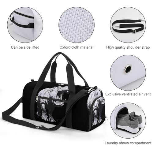 Hippo Print Funny Gym Bag Travel Duffel Bags Carry On Weekender Overnight Bag for Women Men3