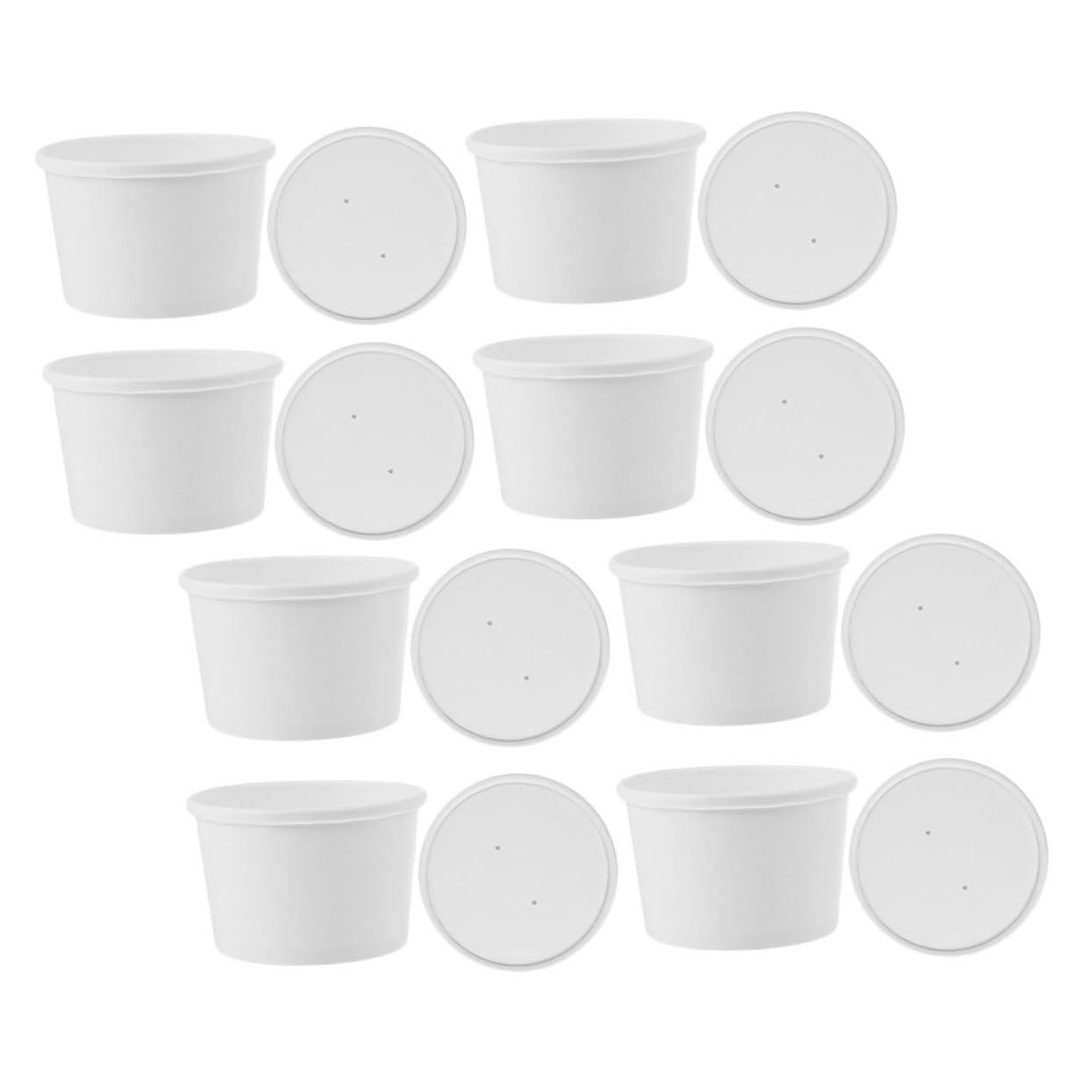 Bols à glace jetables haut de gamme en papier blanc avec couvercles protecteurs | 20 sets