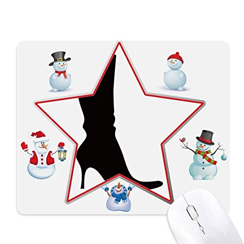 Tapis de souris noir pour souris optique avec motif de bonhomme de neige