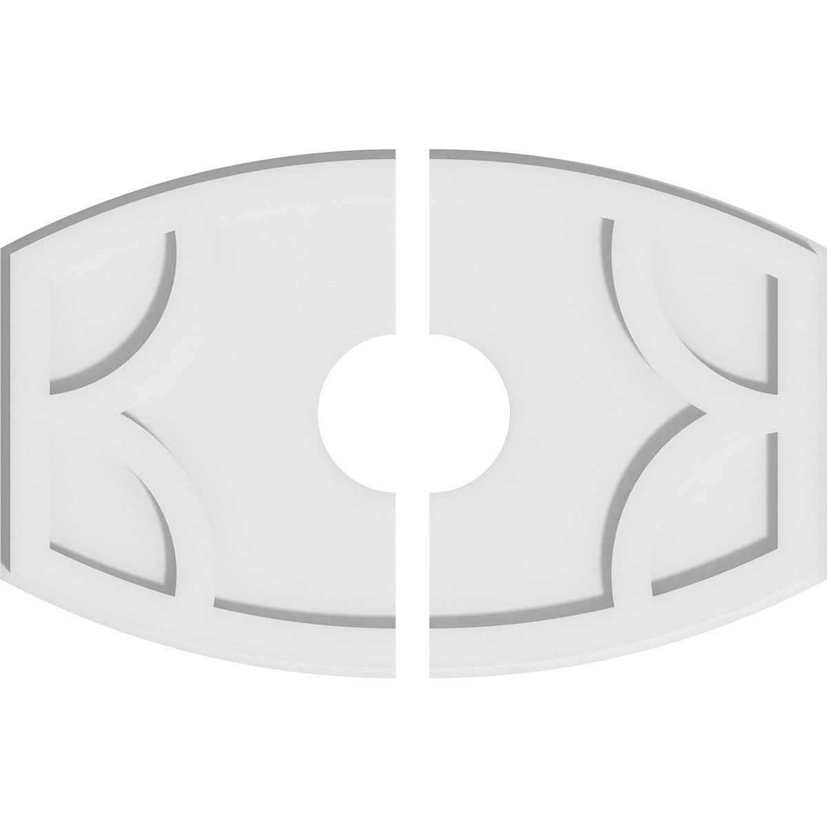 Ekena Millwork CMP20X13KY2-04000 Kailey Architectural Grade PVC Contemporary, Two Piece Urethane Ceiling Medallions 20"W x 13 3/8"H x 4"ID x 10 3/4"C x 1"P