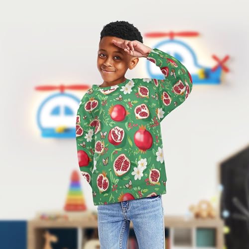 JUNZAN Funny Pomegranate Fruit Green Kids Girls Hooded Sweatshirt Crewneck Sweatshirts for Boys Party 4T4