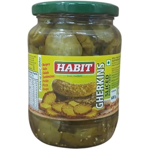 HABIT Sliced Gherkins 680g x Pack of 1 Mildly Green Sweet &