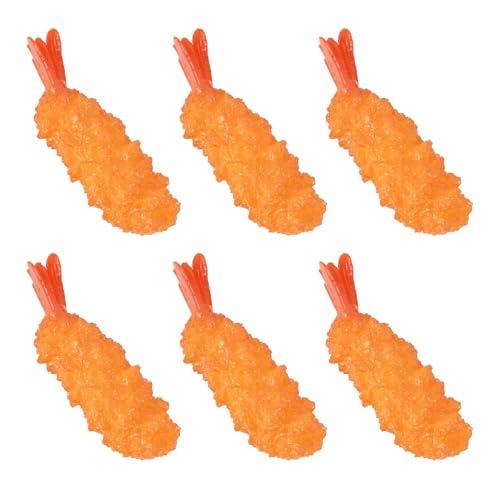 Hagao Fake Fried Shrimp Tempura Simulation Sprinkle Artificial Food Shrimp Mixed Model Kitchen Decoration 6pcs