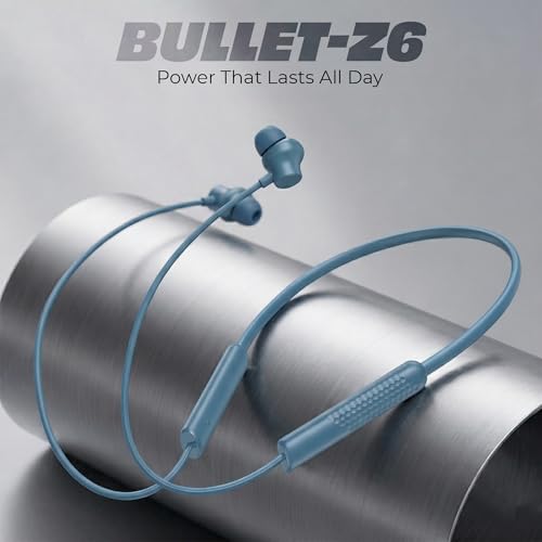 Image of Walta Bullet Z6 Wireless Bluetooth 5.4 Neckband Earphones with ENC Noise Cancellation, 13mm Bass Driver, Fast Charging Type-C, 20H Playback, Magnetic Earbuds, Sweat Resistant Headset with Mic (Blue)