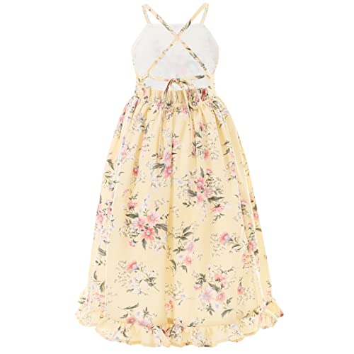 Flofallzique FLODR49 Floral Girls Maxi Dress Hi-Low Vintage Backless Beach Party Sundress thumb #1