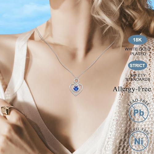 Heart Necklace for Women, 925 Silver Necklace with Infinity Heart Pendant, Personalized Birthstone Necklace Anniversary Birthday Gifts for Wife, Girlfriend, Mom2