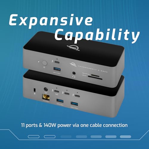 Image of OWC 11-Port Thunderbolt 5 Docking Station, 2.5GbE, SD /Micro-SD Card Reader, Audio in /Out Jack, USB 3.2 Type-A Ports, 140W Power Delivery
