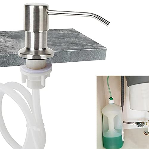 Image of amiciCare Kitchen Sink Soap Dispenser Built-in Countertop S.S Steel Dispenser Pump with 360 Degree Rotating Head and 1.15m Extension Pipe (Dispenser Pump with Extension Pipe), Plastic