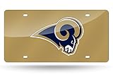 Rico Los Angeles Football Rams Gold Mirror Look Acrylic License Plate Laser Tag