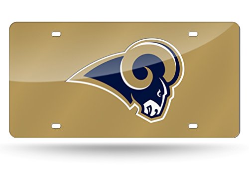Rico Los Angeles Football Rams Gold Mirror Look Acrylic License Plate Laser Tag
