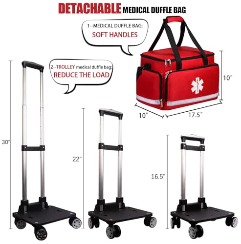Image of Medical Bag Rolling Roller Bag Trolley Duffel Nurses EMT CNA RN Empty for First Aid Responder Home Health Care Nursing Student Roll Duffle Bag Carry on Wheels Wheeled Work Physicians Doctor