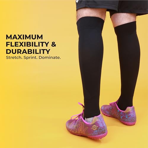 Image of Nivia Ashtang 2.0 Football Stockings, Pack Of 3 (Black, Orange, Blue), Large