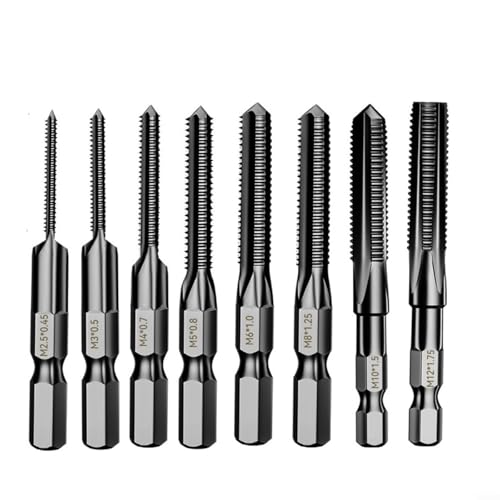 8-Pack Metric Combination Drill & Taps Bit Set HSS Steel with Anti-Rust Coating, Drill Tap Countersink Bits,M2.5-M 12 for Metal, Wood, Plastic