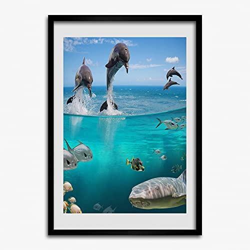 Cadre MDF 50x70 cm Tulup Monde sous-marin pour tableau et affiche
