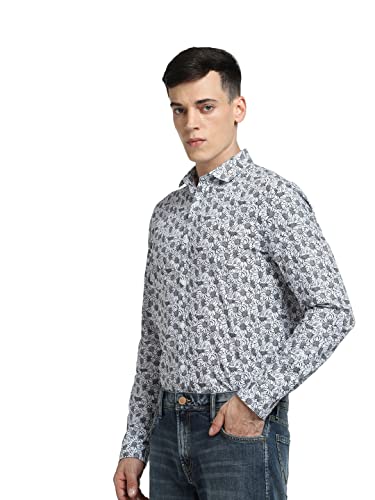 Image of JACK & JONES Men's Floral Print Slim Fit Spread-Collar Casual Shirt