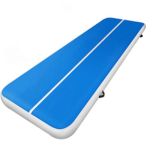 BuoQua Airtrack Gimnasia Colchonetas Gimnasio Alfombra Inflable Colchoneta Inflable de Gimnasia Alfombra de Entrenamiento sin Bomba (Azul, 300 * 100 * 20)