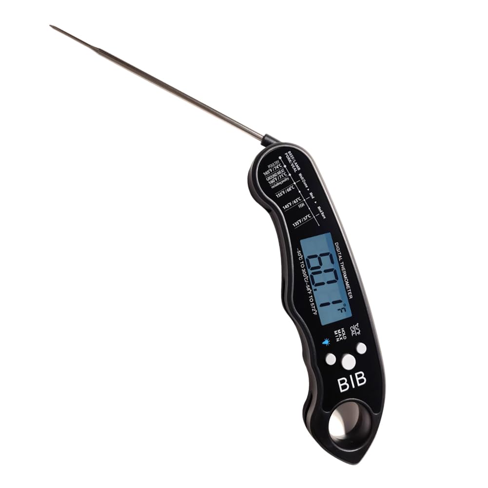 BIB Digital Meat Thermometer - Waterproof Food Thermometer for Kitchen and Outside, Fast Instant Read Food Thermometer for Cooking,& Candy Making, Grill, Liquids, Beef, Turkey
