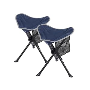 REDCAMP 2 Pack Folding Trippod Stool Lightweight, Portable 3 Legged Tripod Chairs for Adults Fishing Backpacking Hunting, Blue