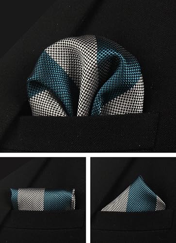 Image of Striped Plaid Polka Dot Mens Tie Formal Necktie Pocket Squares Ties Clips Cufflinks Classic for Men Set