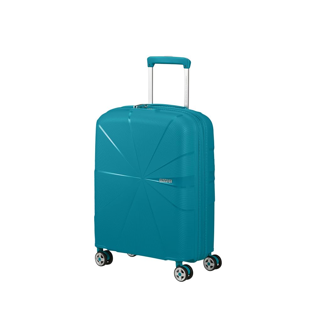 American Tourister Trolley cabina espandibile 4 ruote con chiusura integrata con combinazione a 3 cifre con funzione TSA. Possiede una doppia tasca con zip e cinturino ferma abiti. Dimensione: 55