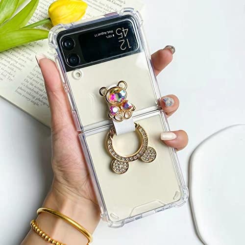 Coque Samsung Z Flip 4 et 3 transparente rigide antichoc avec anneau coloré