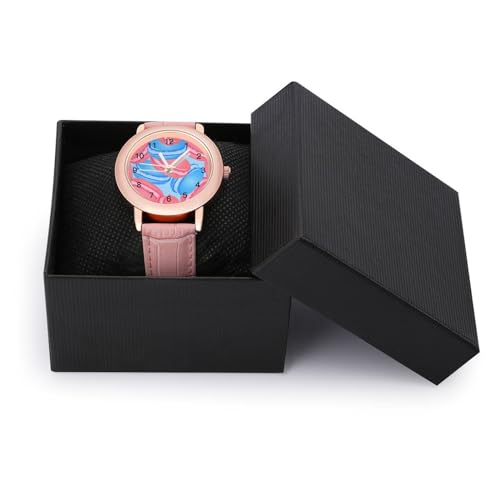 Cute Pink and Blue Macaroons Classic Watches for Women Funny Graphic Pink Girls Watch Easy to Read3