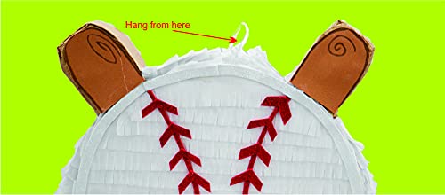 Baseball Pinata For Birthday Party Pinata Bat Decoration Traditional Mexican Fiesta White Pinata Sports Themed Party Supplies With Stick Buster(15.95 X12.5 X 3.1) #TOP3