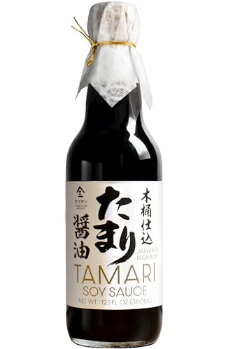 YAMASAN KYOTO UJI Japanese Premium Tamari Soy Sauce, Aged for 2 Years in Wooden Barrel, Gluten-Free, Rich Umami, Intense and Full-Bodied, For Steaks, Sushi and Much More, No MSG, 360mL(12.1floz)
