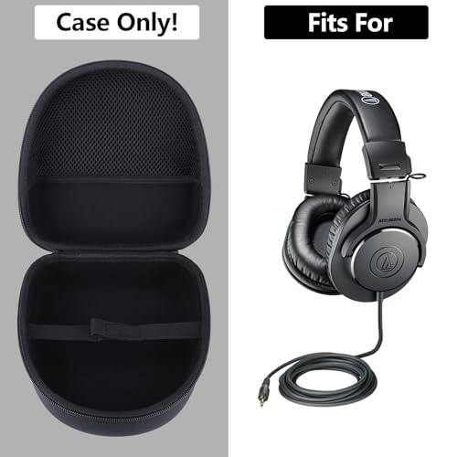RIYADAone Twarde etui kompatybilne z ATH-M20X/ATH-M50X/ATH-M30X/ATH-M40X/ATH-M70X profesjonalne słuchawki monitorowe (czarne)