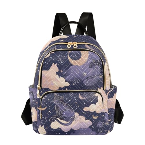 Mini mochila feminina, bolsa de viagem Galaxy Cat casual, bolsa de ombro, Gato galáxia, Small, Mochilas Daypack