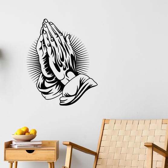 SnappySticker Hands Folded in Prayer Drawing Pray Vinyl Wall Art Decal Stickers Kitchen Décor, Size: 27 X 32cm-image-33