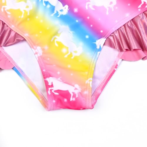 Image of CHILDRENSTAR Girls Metallic Bathing Suits Shiny Ruffles One Shoulder 2 Pieces Swimsuits Cute Bikini Set