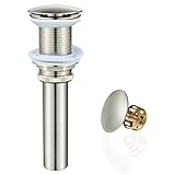 Bathroom Sink Drain Without Overflow Vessel Sink Lavatory Vanity Pop Up Drain Stopper, Brushed Nicke