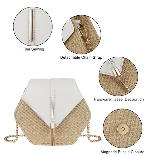 Straw Crossbody Bag for Women Cute Shoulder Handbag Summer Beach Bag Purse with Tassel3