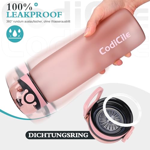 CodiCile Trinkflasche 1L, Wasserflasche 1L BPA-Frei, Auslaufsichere 1 Liter Trinkflasche, Tritan Sportflasche mit Filter für Fitness… – Ansicht 4