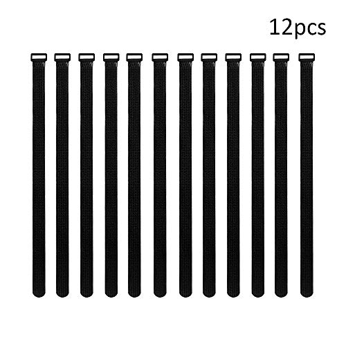 Preisvergleich Produktbild Sulida Klettverschluss, Kabelbinder Klettverschluss, Kabel-Klettband Kabelklett Selbstklebend Kabelbinder Wiederverwendbare Kabelklet Cable Ties, Kabelbinder Schwarz, L 12 Stück