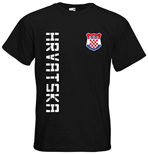 Kroatien Hrvatska T-Shirt Trikot Basic EM-2021 Schwarz XL