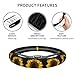 Sunflower Steering Wheel Cover with Two Cuppads, Black Universal 14.5-15 Inch Non-Slip Car Wheel Cover, Car Accessories for Women Men
