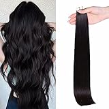 Maxfull Off Black Tape In Human Hair Extensions, Real Remy Double Sided Seamless Hair Extensions,...