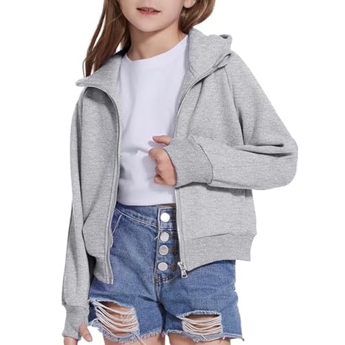 Girls' hooded zipper, comfortable and skin friendly fabric, casual short and versatile top4