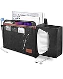 ERKOON Bedside Organiser, Felt Bedside Storage Caddy Pocket with Tissue Box and Water Bottle Holder Bed Sofa Bedside Hanging Storage Organizer Bag Pocket for Books, Tablet, TV Remote Control, Phone